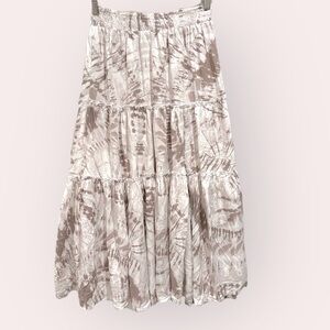 BLUE ISLAND Midi Tiered skirt taupe and white‎ size medium with slit NWT